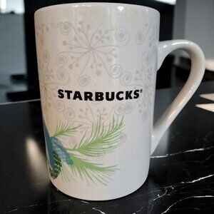 Vintage Retired Limited Edition 2011 STARBUCKS COFFEE 10 oz Birds Snowflake Mug